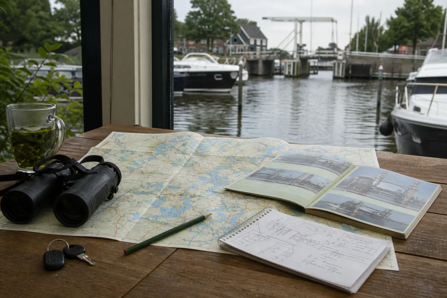 Vaarkaart en routeplanning voor bruggen en vaarwegen in Friesland